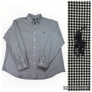 Ralph Lauren Men's Black and White Microcheck Button-Down Shirt sz XXL